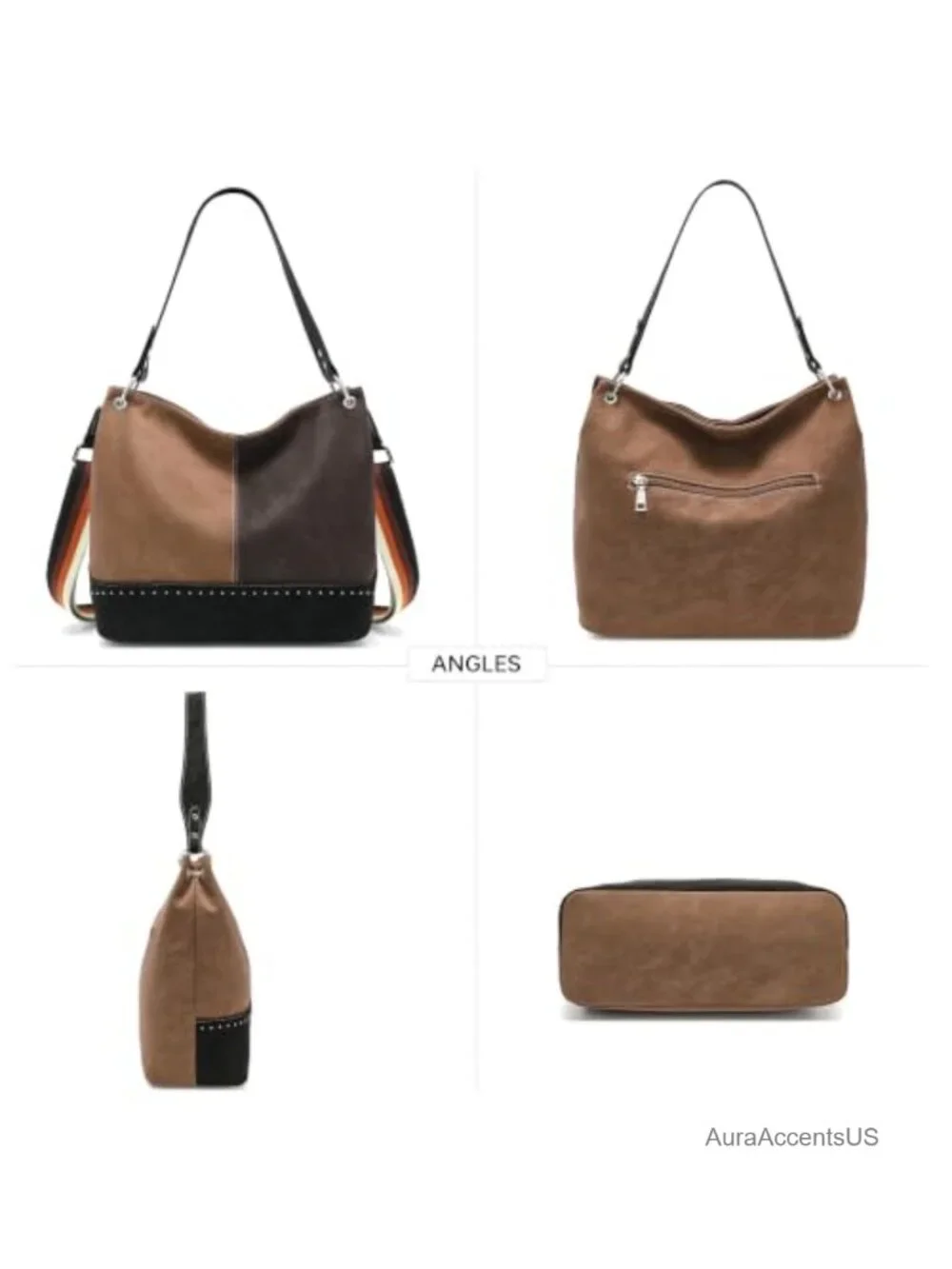 Suede Hobo Crossbody Bag - Medium Tote Purse for Women